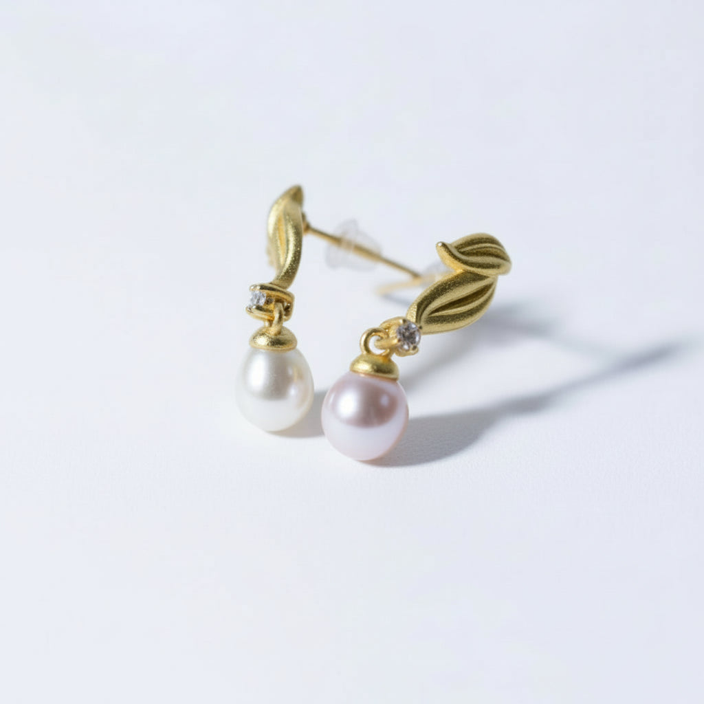 “Elegant Dangling Pearl Stud Earrings”