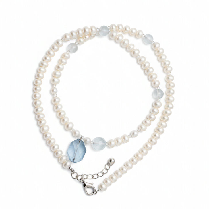 Aquamarine & Pearl Necklace