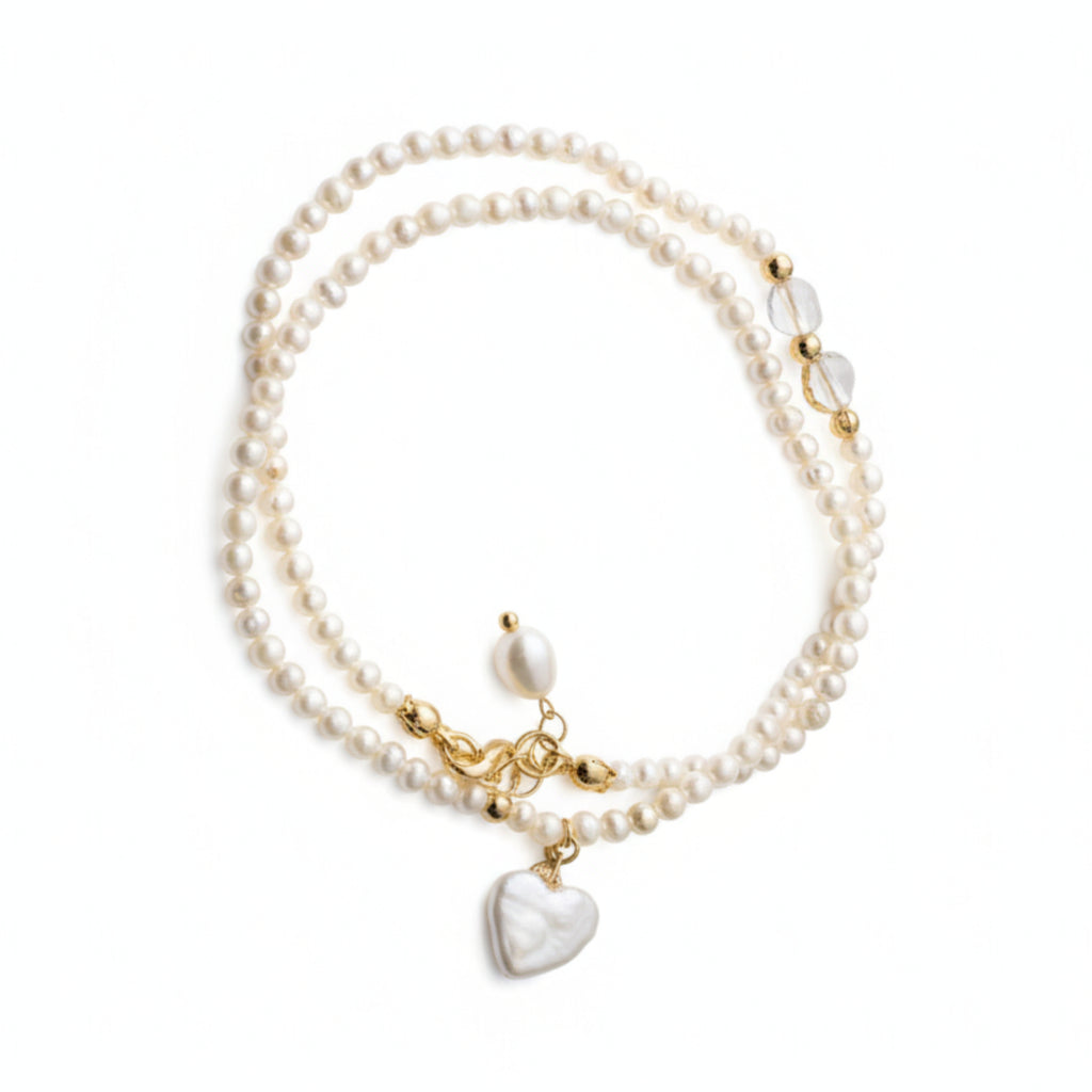 Freshwater Pearl Necklace with Heart-Shaped Pearl Accent
