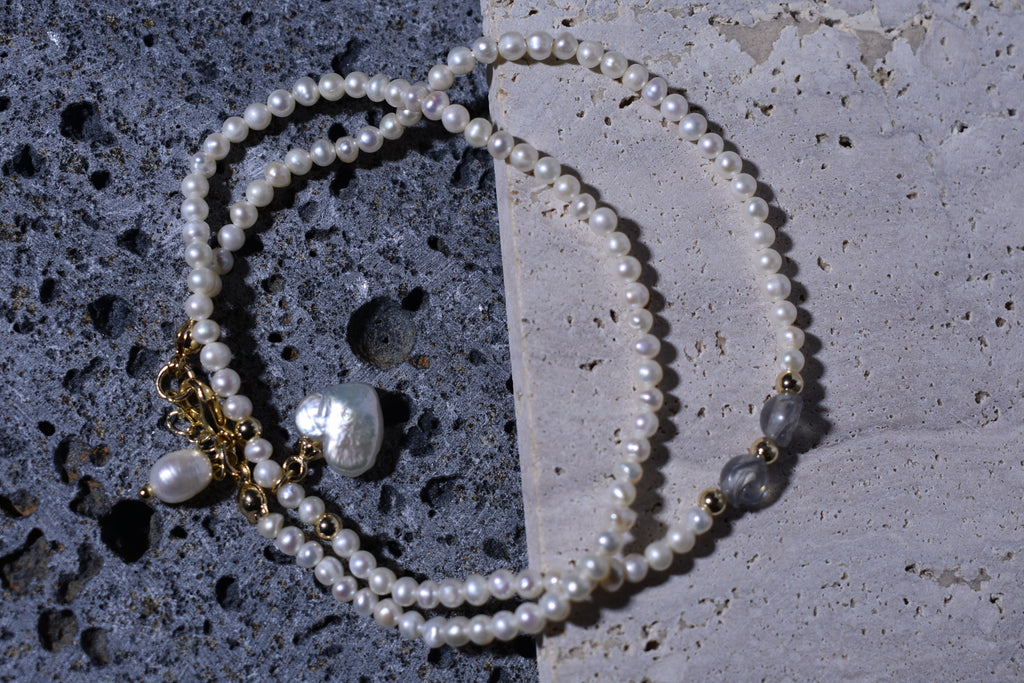Freshwater Pearl Necklace with Heart-Shaped Pearl Accent