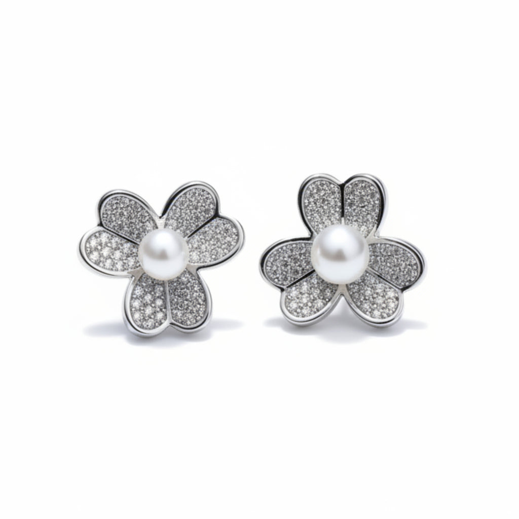Clover Pearl Stud Earrings